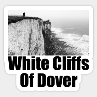 White Cliffs of Dover Black and White Photography Travel Landscape (black text) Sticker